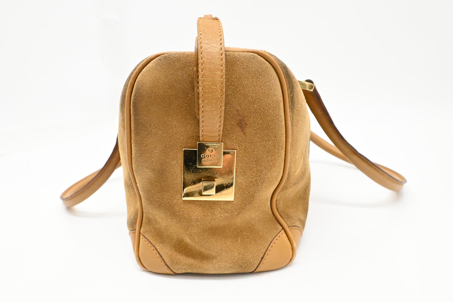 Gucci Small Boston Bag in Brown Suede