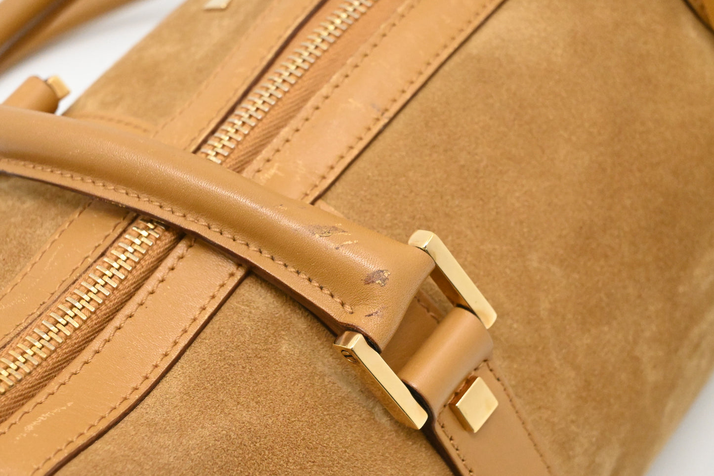 Gucci Small Boston Bag in Brown Suede