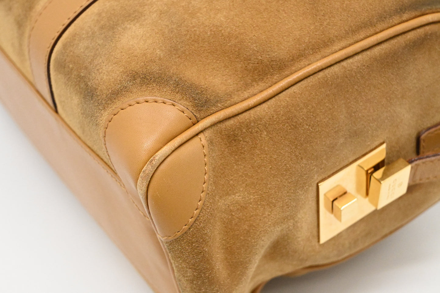 Gucci Small Boston Bag in Brown Suede