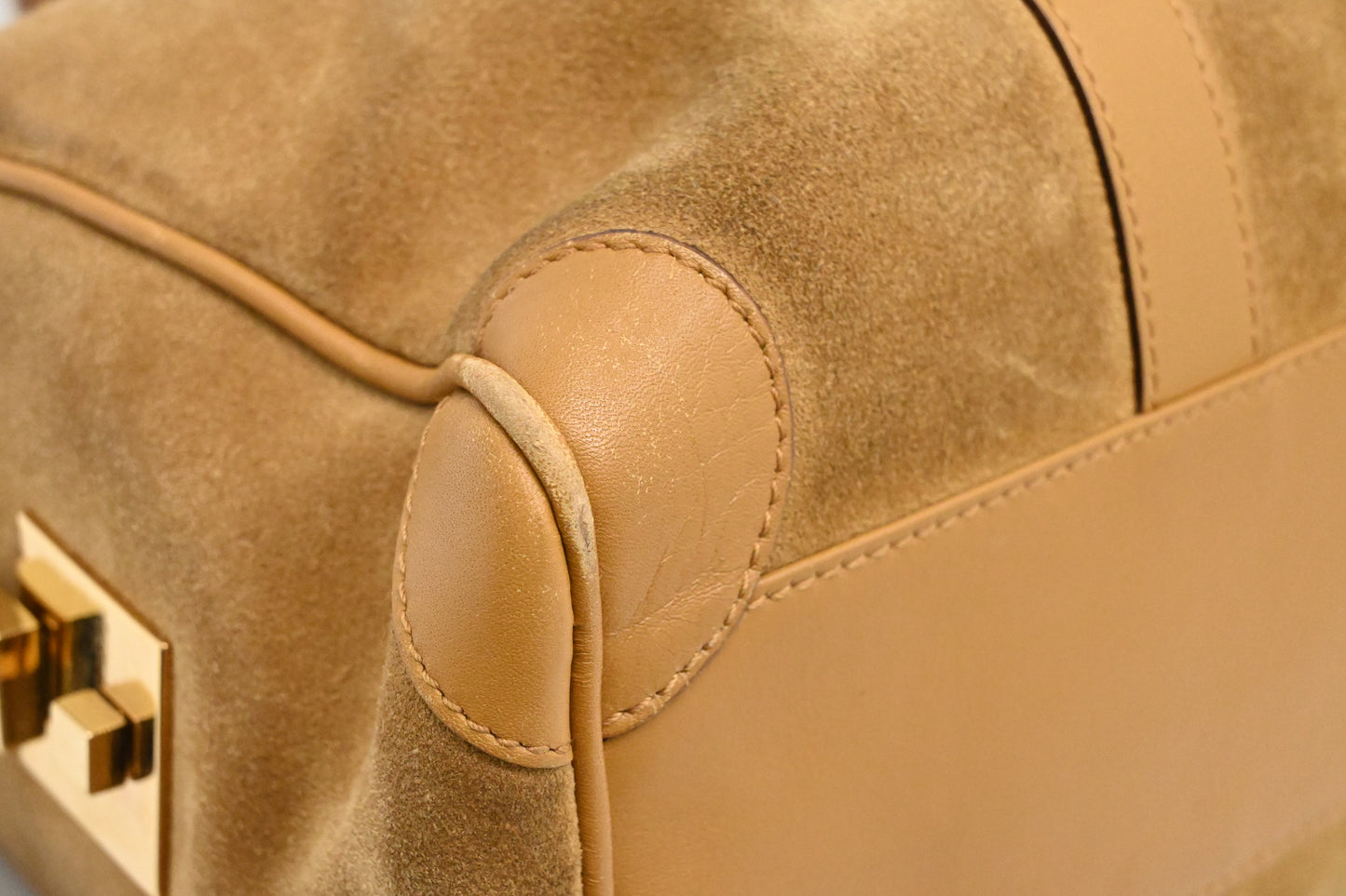 Gucci Small Boston Bag in Brown Suede
