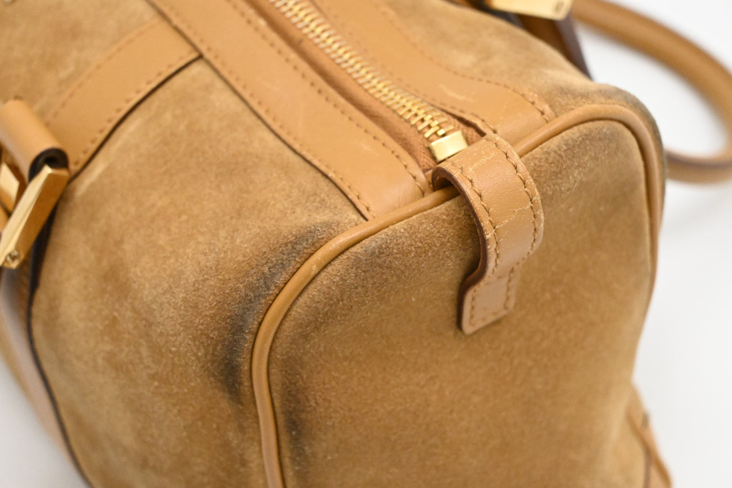 Gucci Small Boston Bag in Brown Suede
