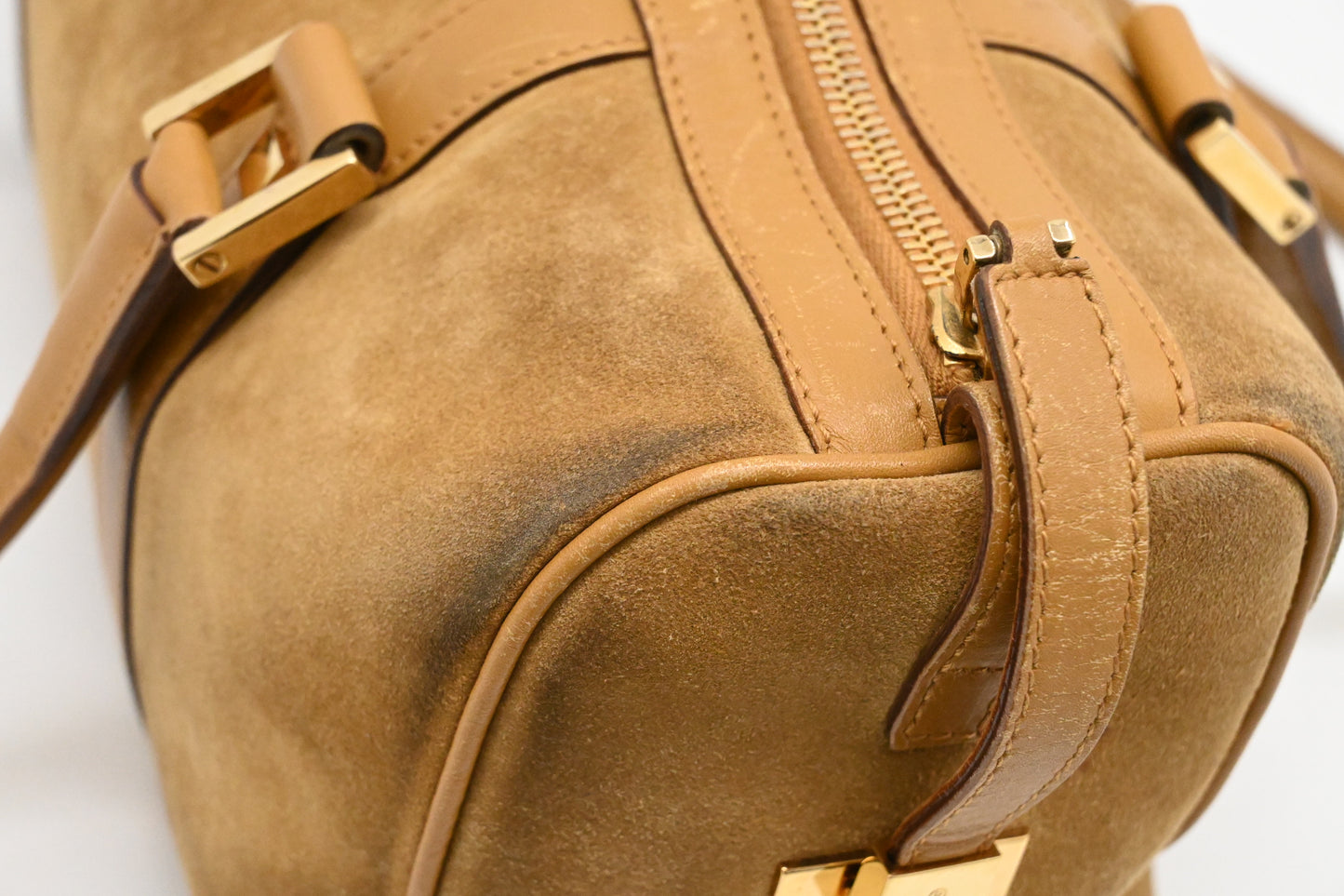Gucci Small Boston Bag in Brown Suede