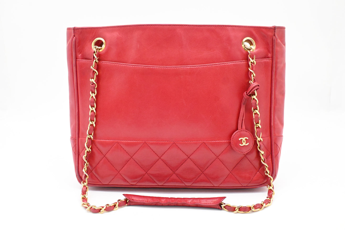 Chanel Chain Shoulder Bag in Red Leather
