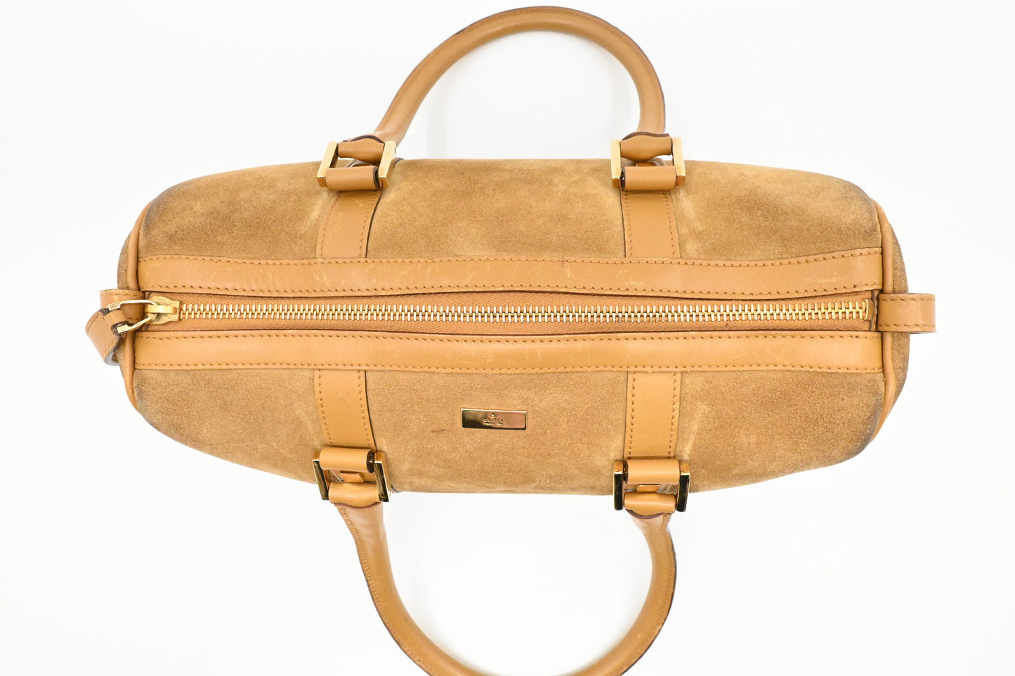 Gucci Small Boston Bag in Brown Suede