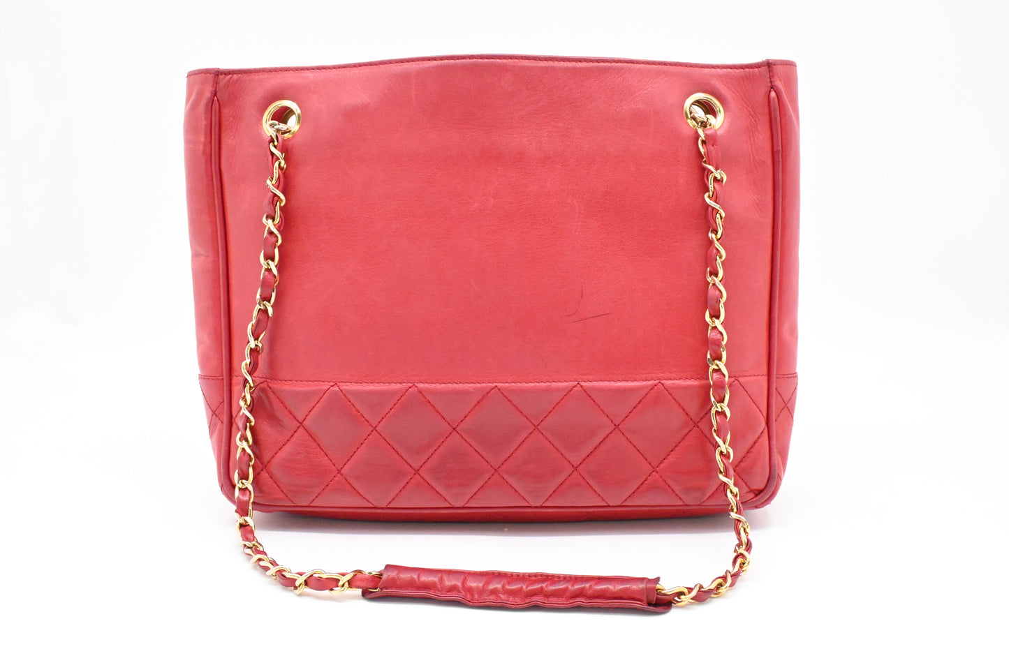 Chanel Chain Shoulder Bag in Red Leather