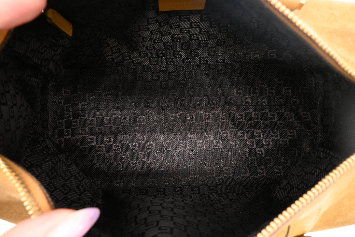 Gucci Small Boston Bag in Brown Suede