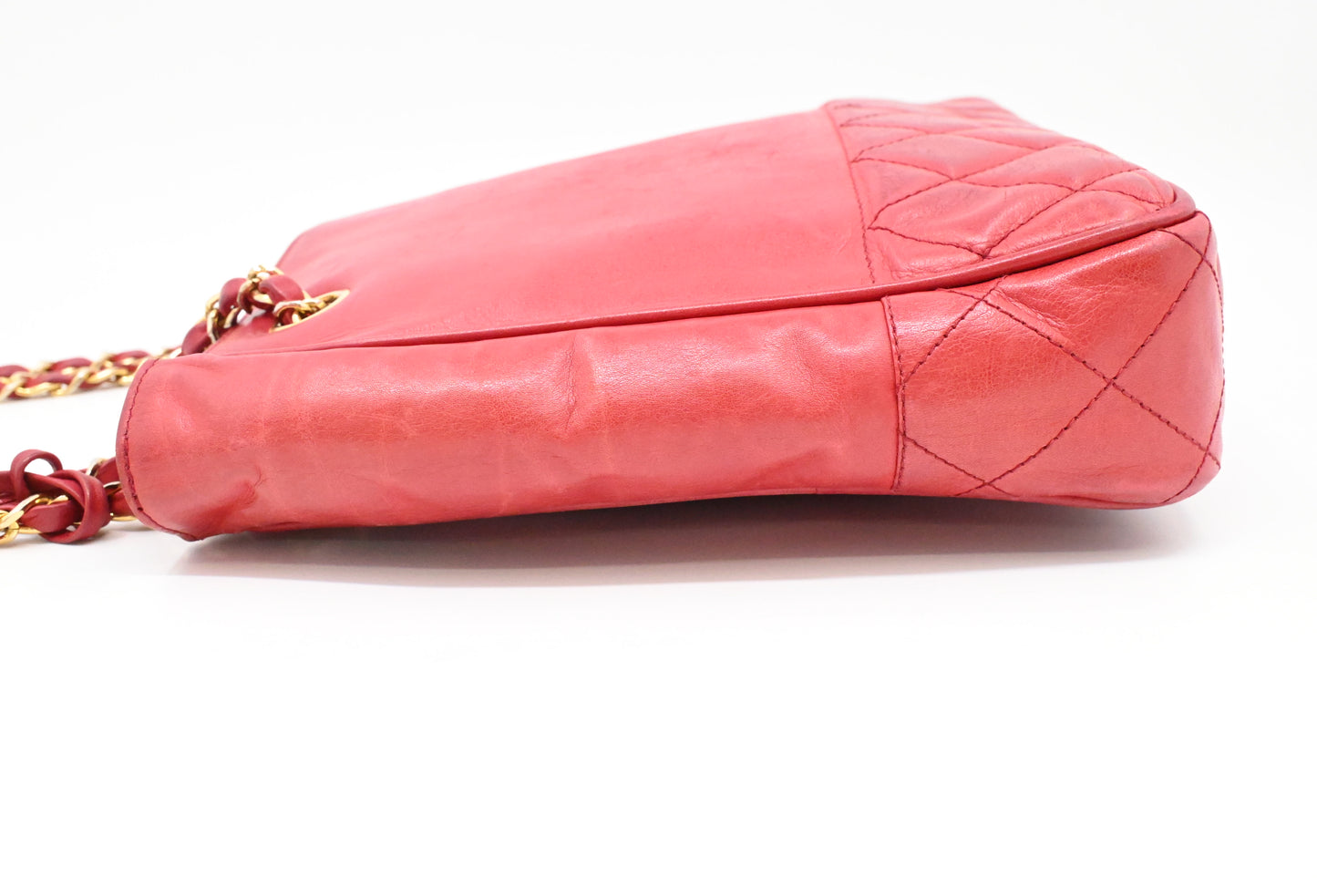 Chanel Chain Shoulder Bag in Red Leather
