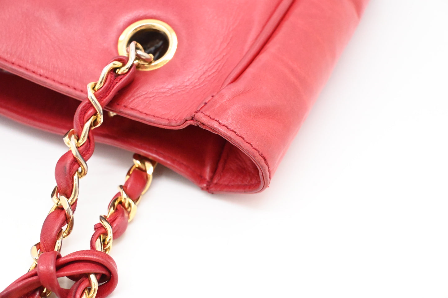 Chanel Chain Shoulder Bag in Red Leather