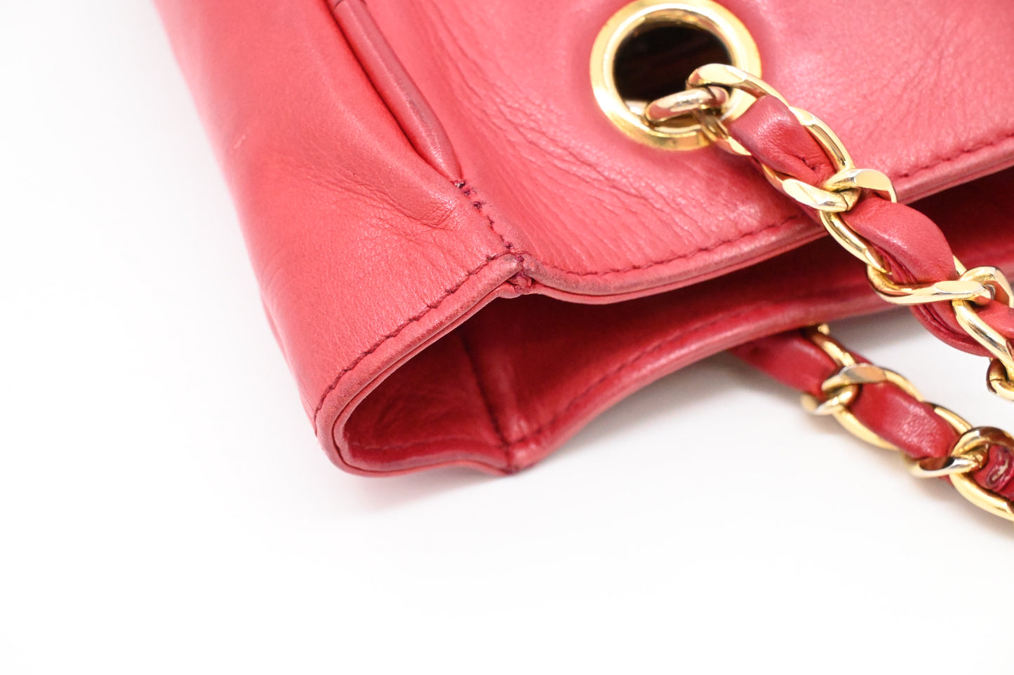Chanel Chain Shoulder Bag in Red Leather