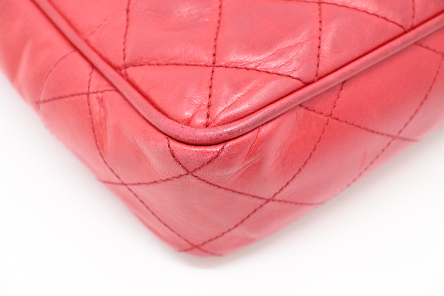 Chanel Chain Shoulder Bag in Red Leather