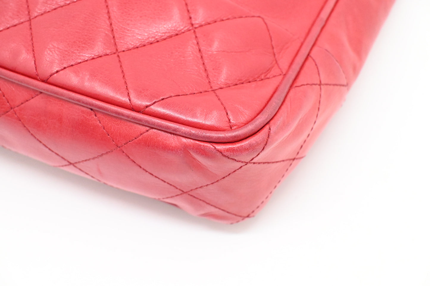 Chanel Chain Shoulder Bag in Red Leather