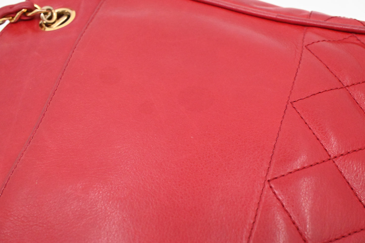 Chanel Chain Shoulder Bag in Red Leather