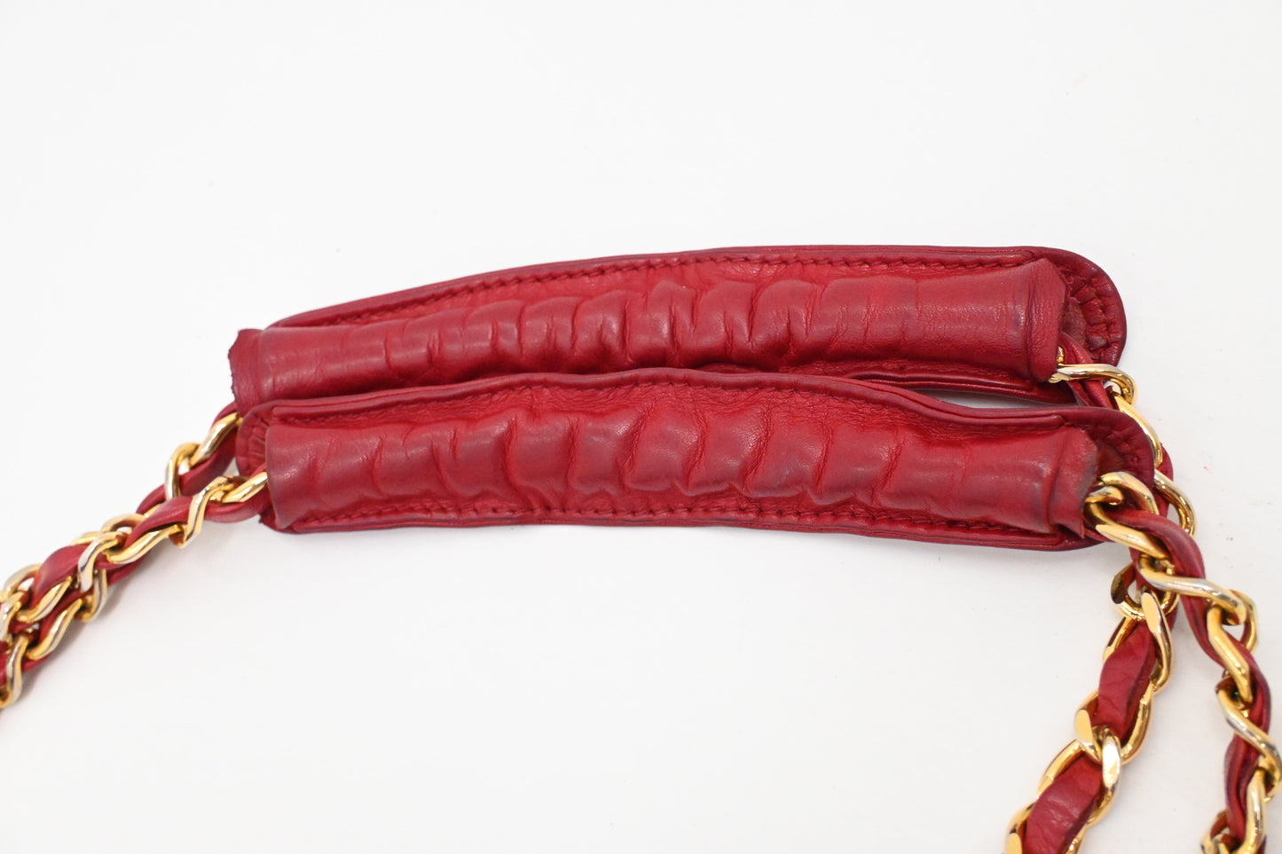 Chanel Chain Shoulder Bag in Red Leather