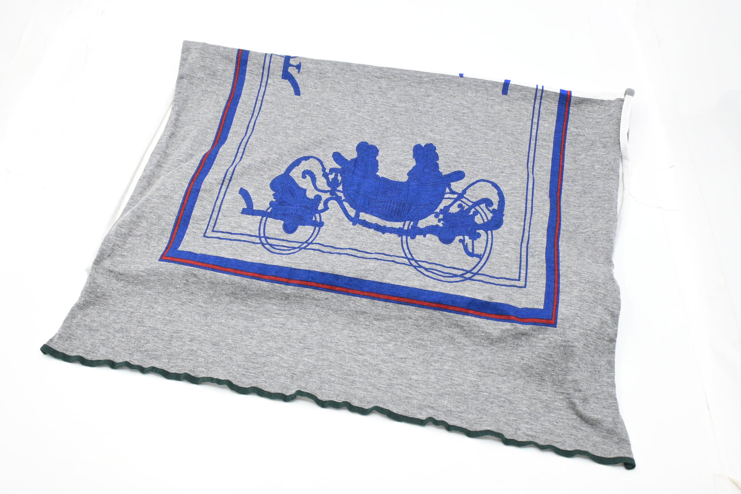 Hermes "Ex Libris" Scarf in White and Gray Cotton