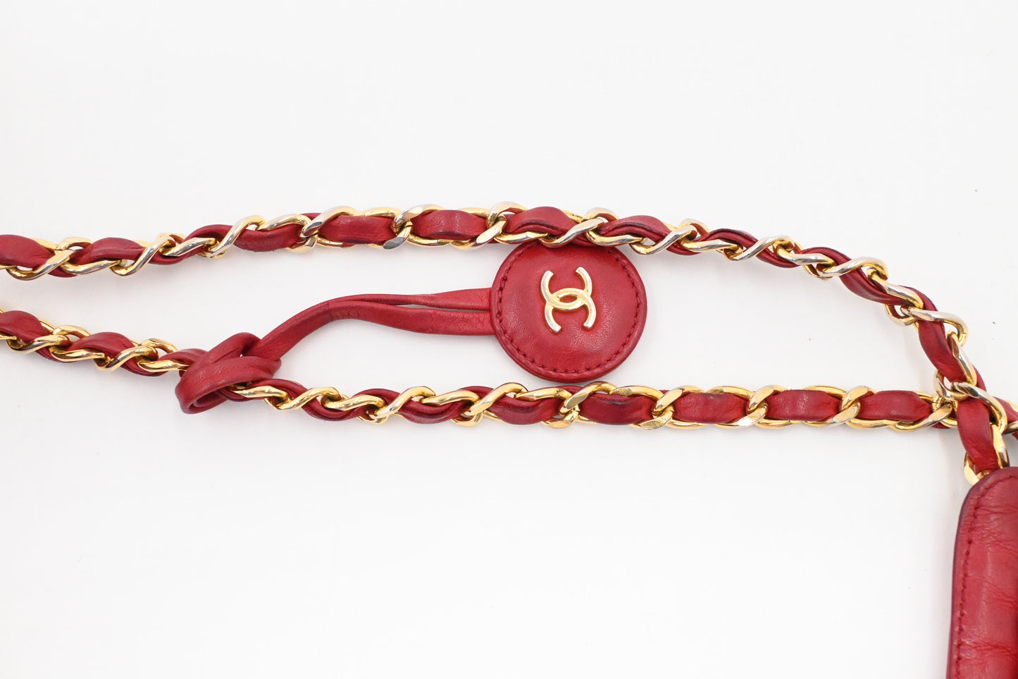 Chanel Chain Shoulder Bag in Red Leather