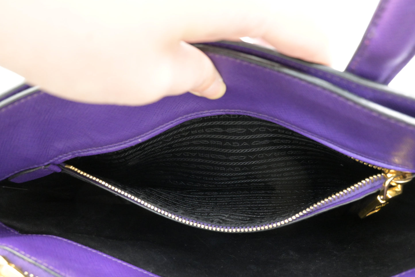 Prada 2way Bag in Purple Saffiano Leather