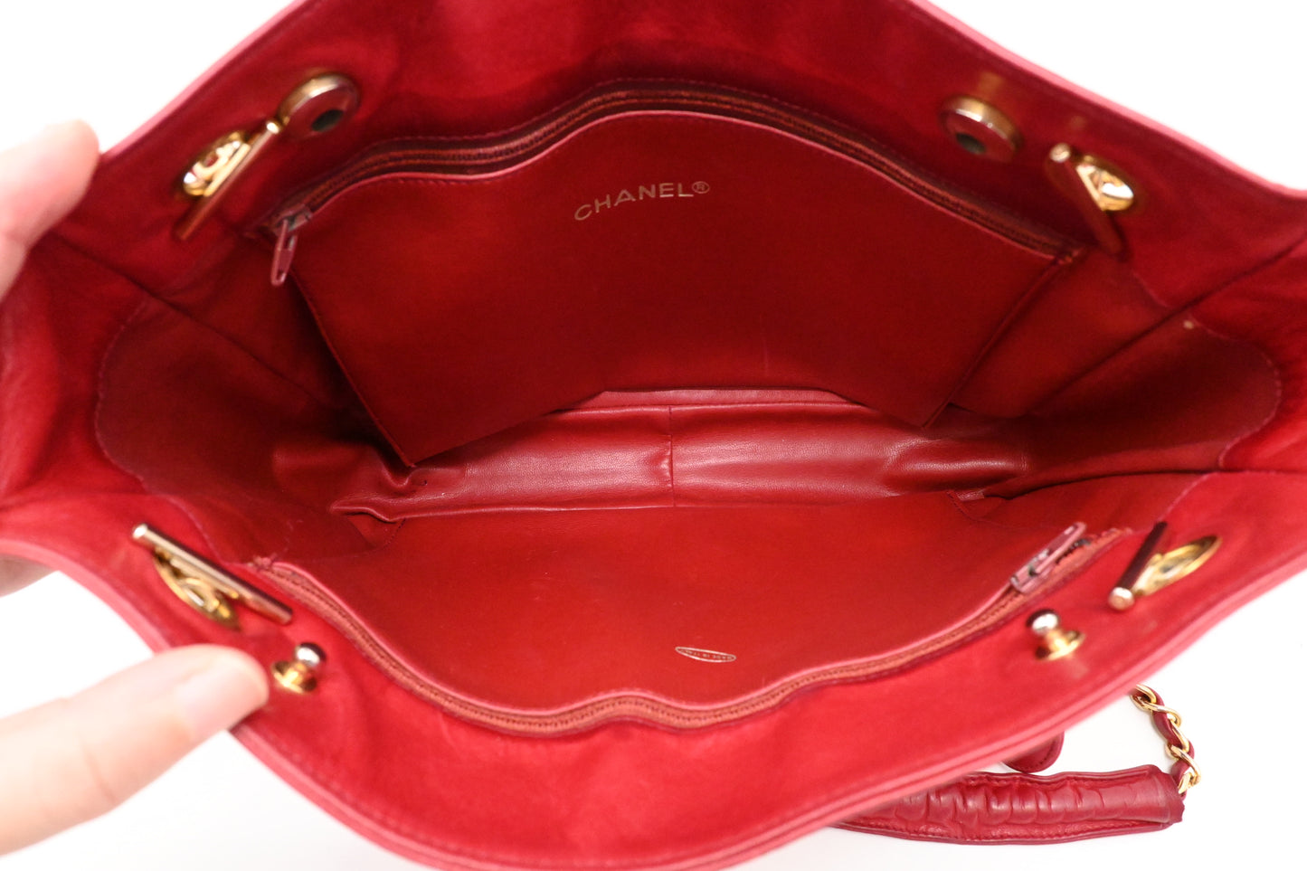 Chanel Chain Shoulder Bag in Red Leather