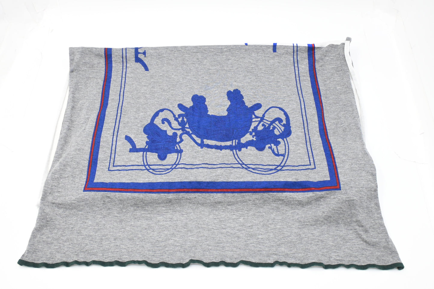 Hermes "Ex Libris" Scarf in White and Gray Cotton