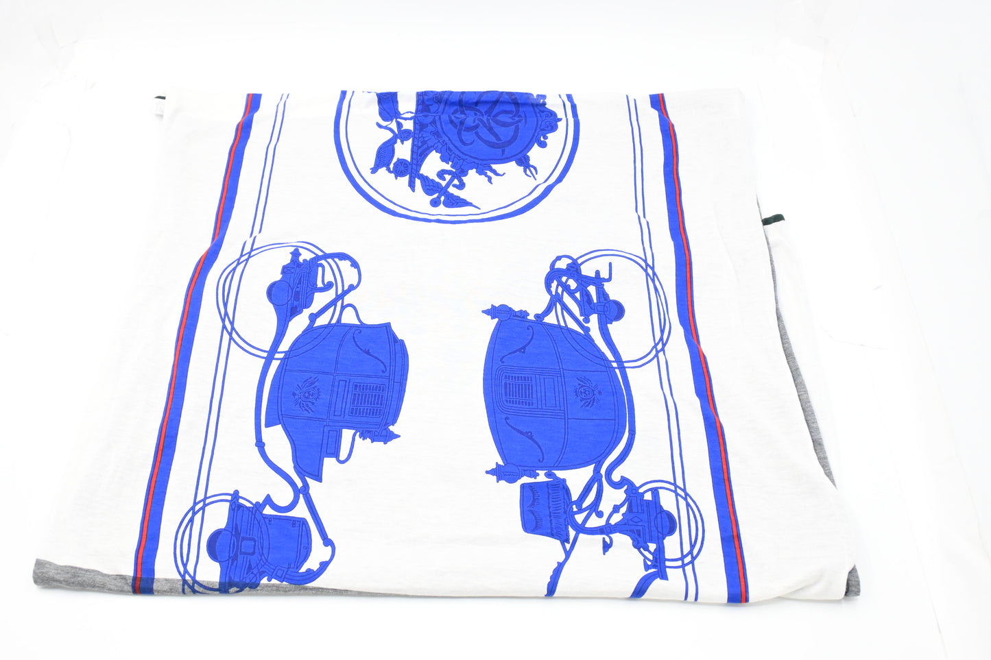 Hermes "Ex Libris" Scarf in White and Gray Cotton