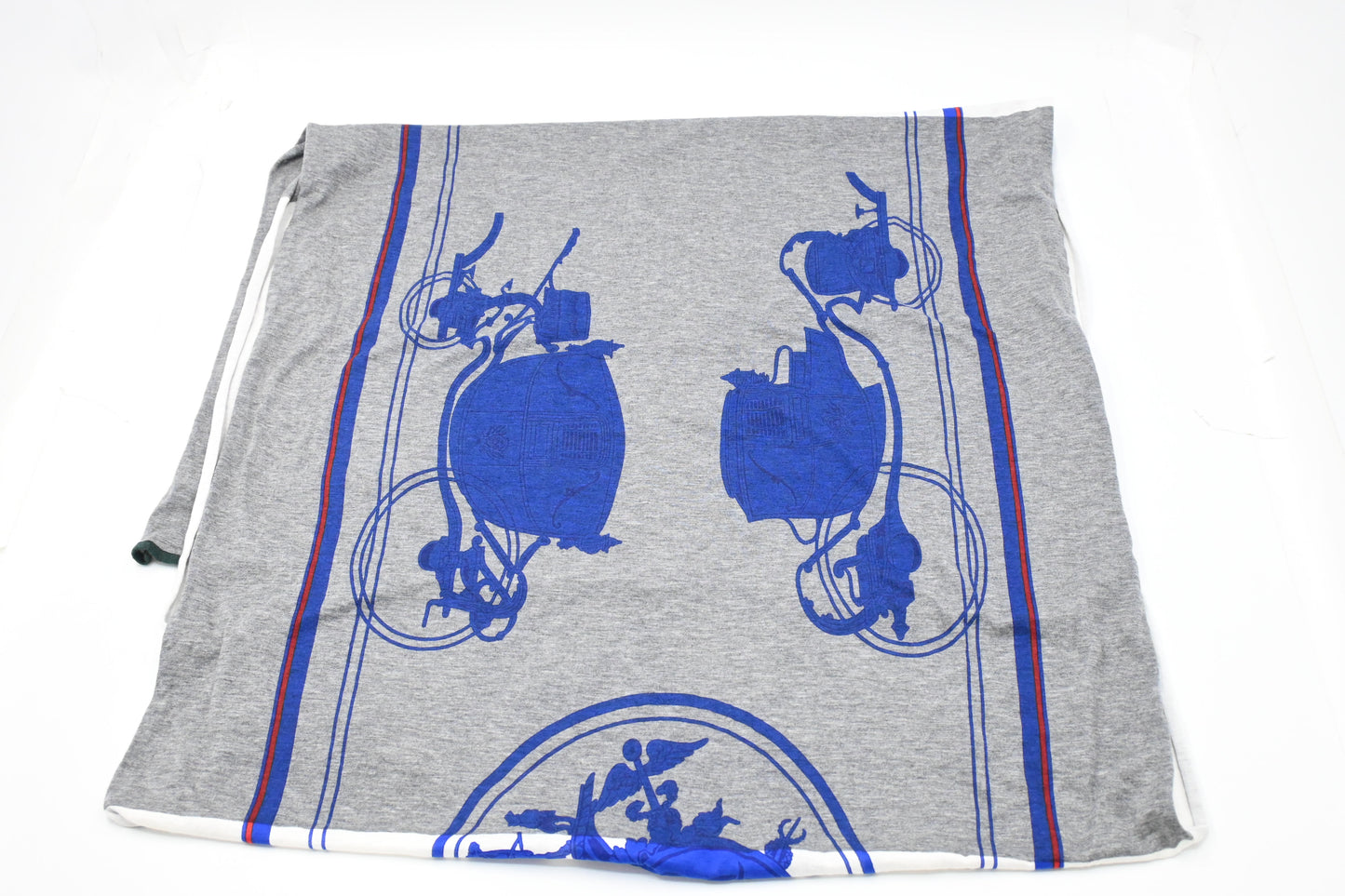 Hermes "Ex Libris" Scarf in White and Gray Cotton