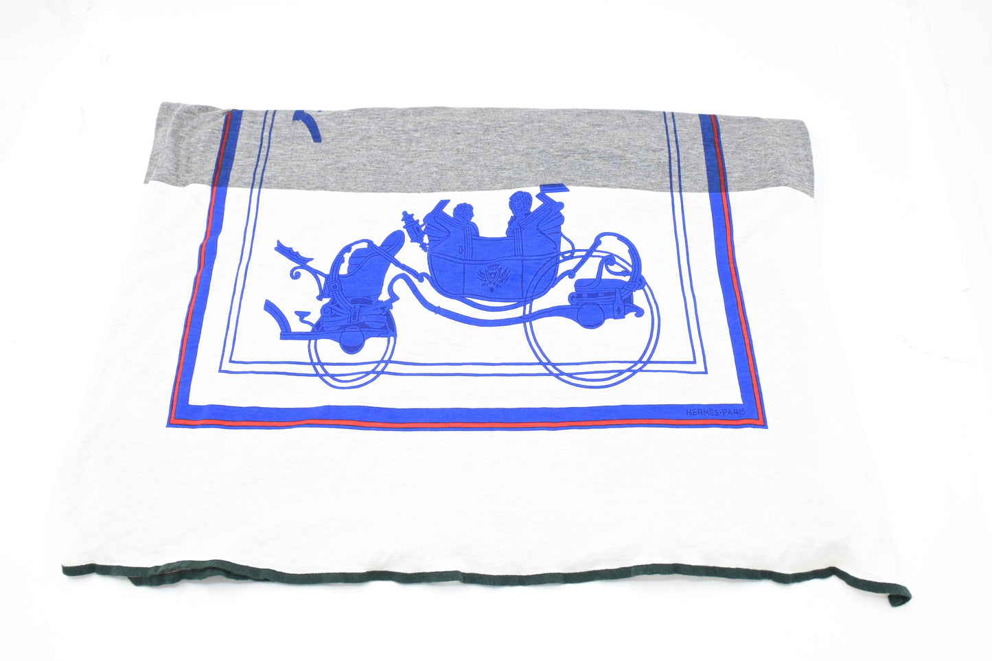 Hermes "Ex Libris" Scarf in White and Gray Cotton