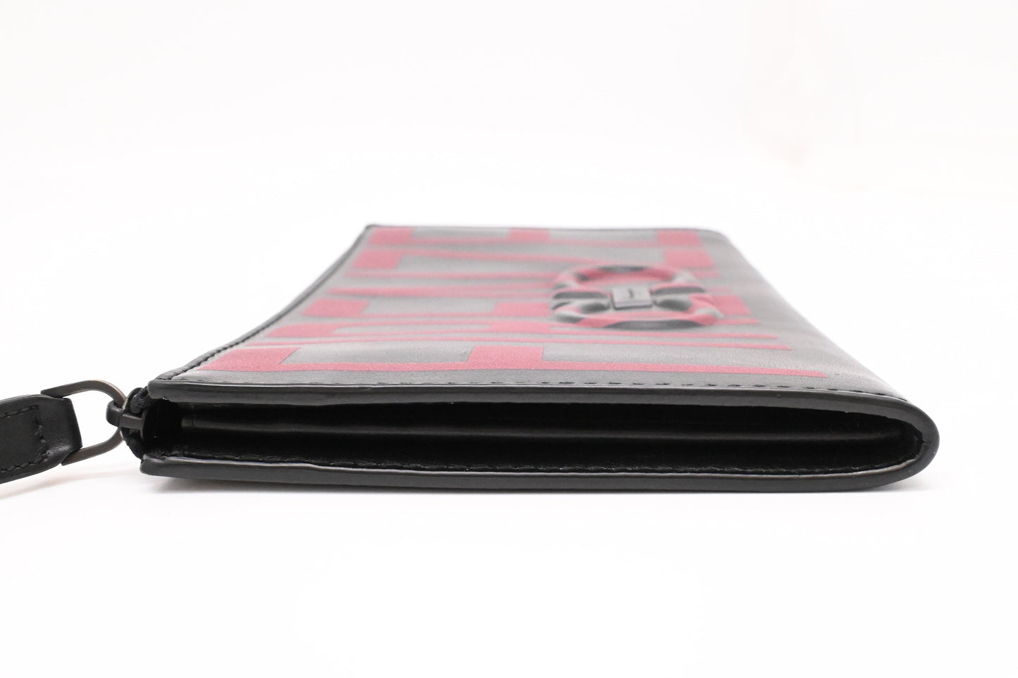 Ferragamo Firenze Clutch in Black and Burgundy Leather