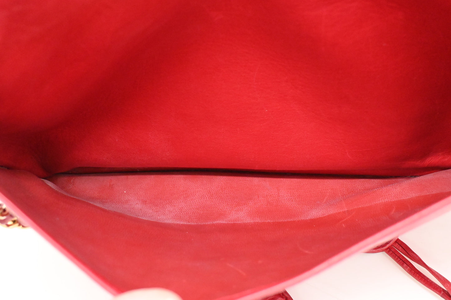 Chanel Chain Shoulder Bag in Red Leather