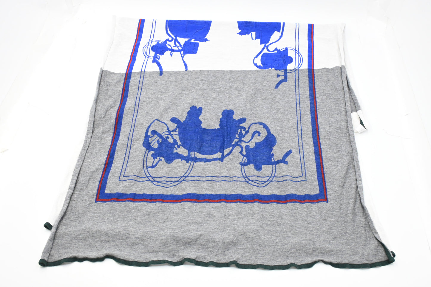 Hermes "Ex Libris" Scarf in White and Gray Cotton