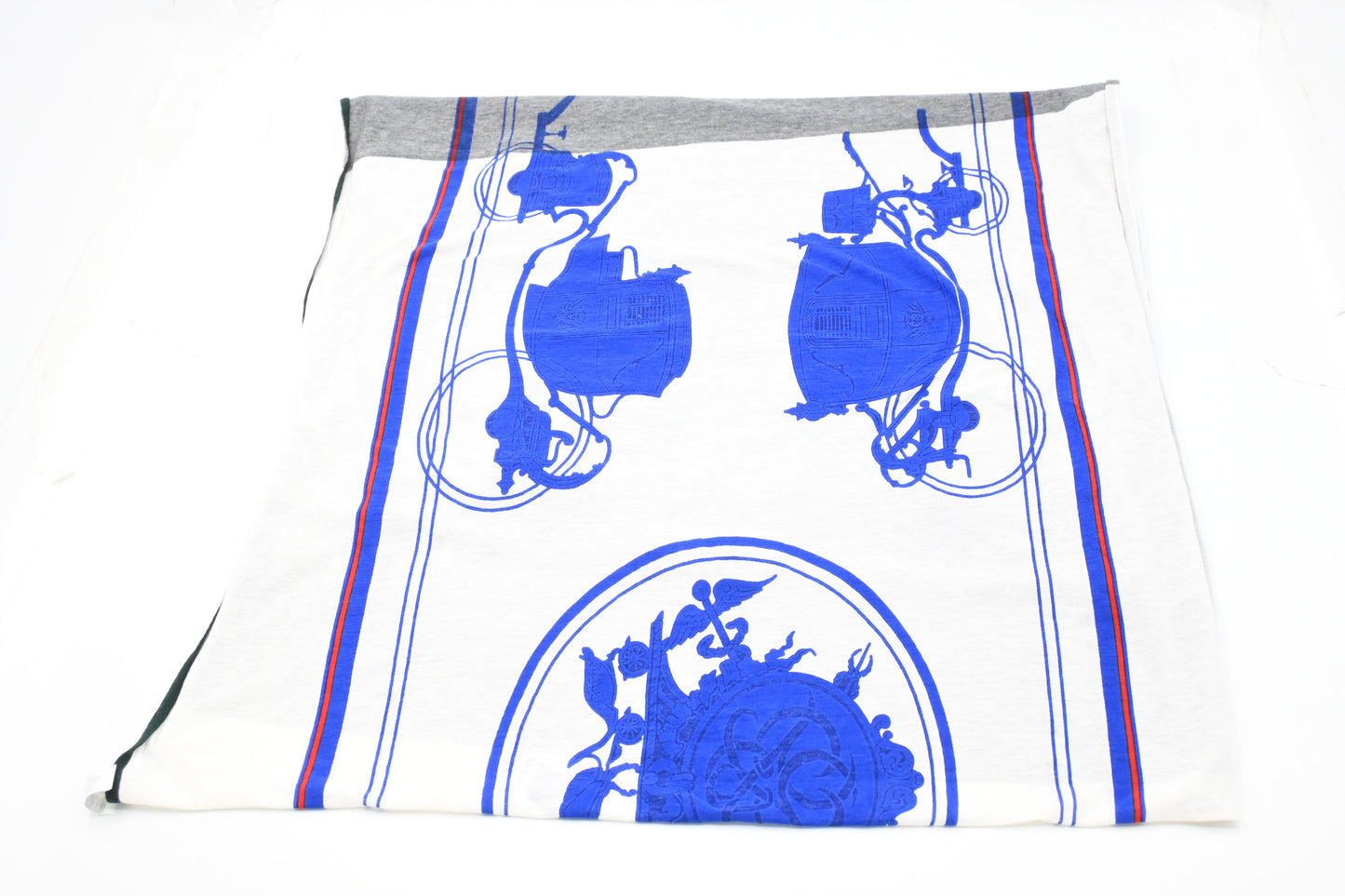 Hermes "Ex Libris" Scarf in White and Gray Cotton