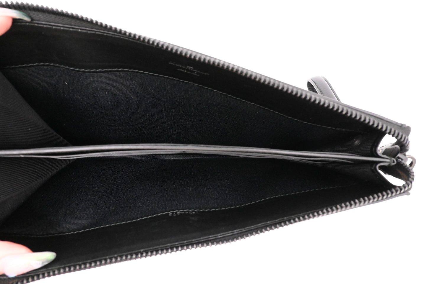 Ferragamo Firenze Clutch in Black and Burgundy Leather