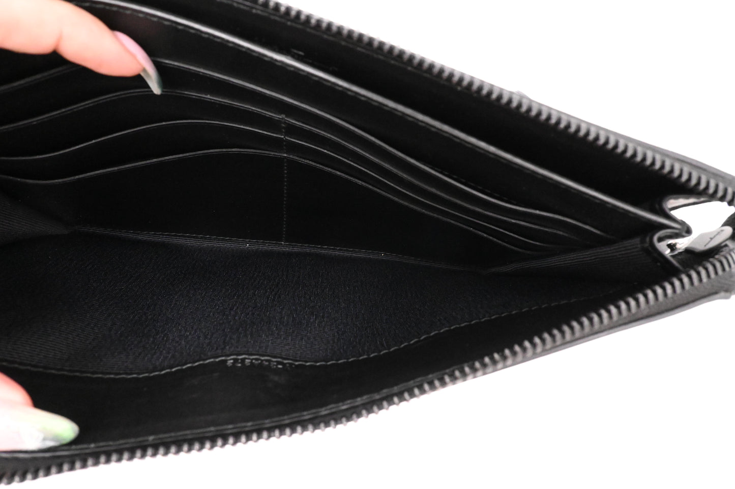Ferragamo Firenze Clutch in Black and Burgundy Leather