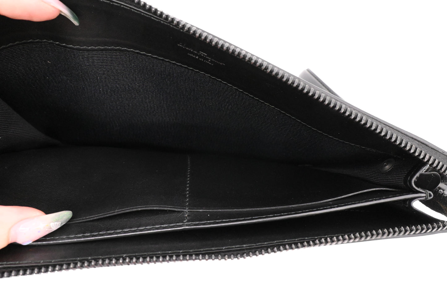 Ferragamo Firenze Clutch in Black and Burgundy Leather