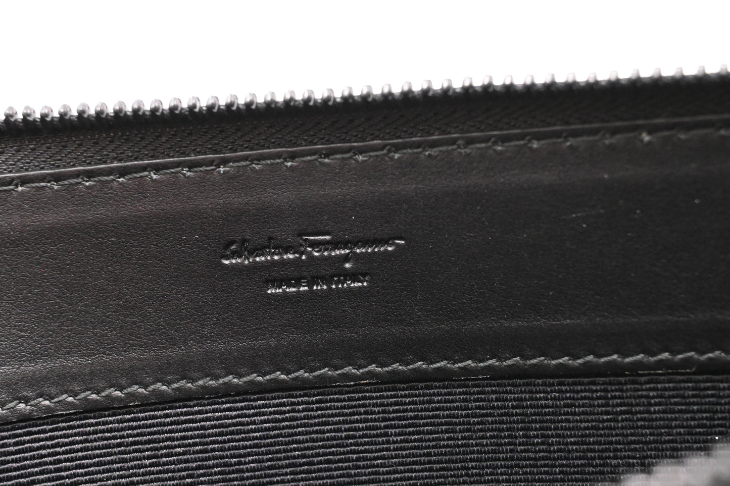 Ferragamo Firenze Clutch in Black and Burgundy Leather