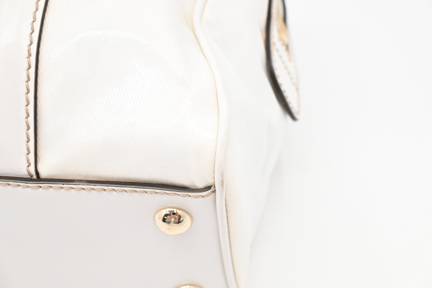 Gucci Britt Boston Bag in White Coated Canvas