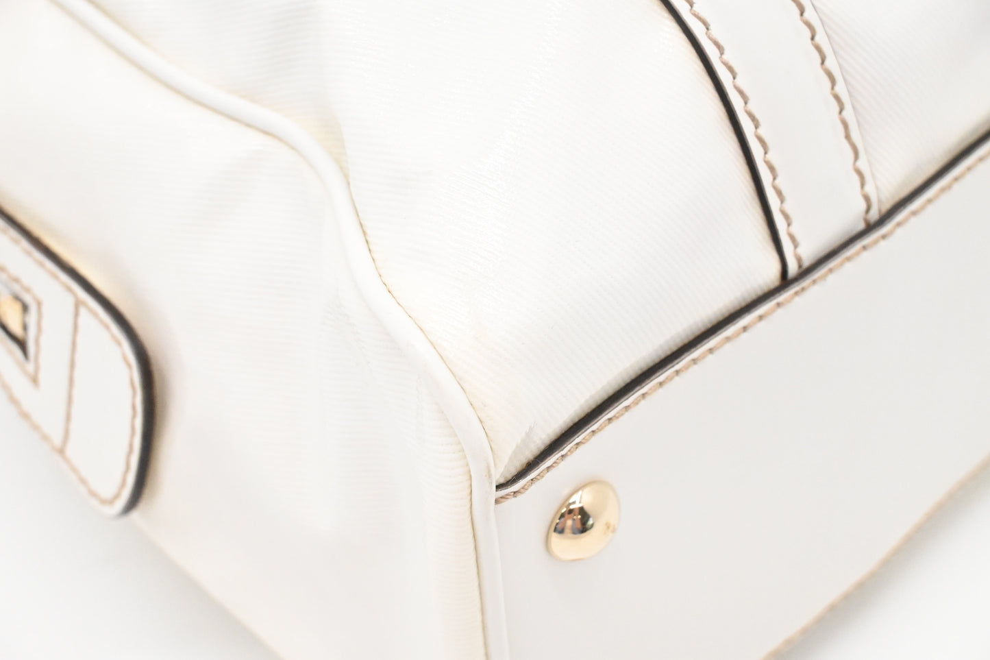 Gucci Britt Boston Bag in White Coated Canvas