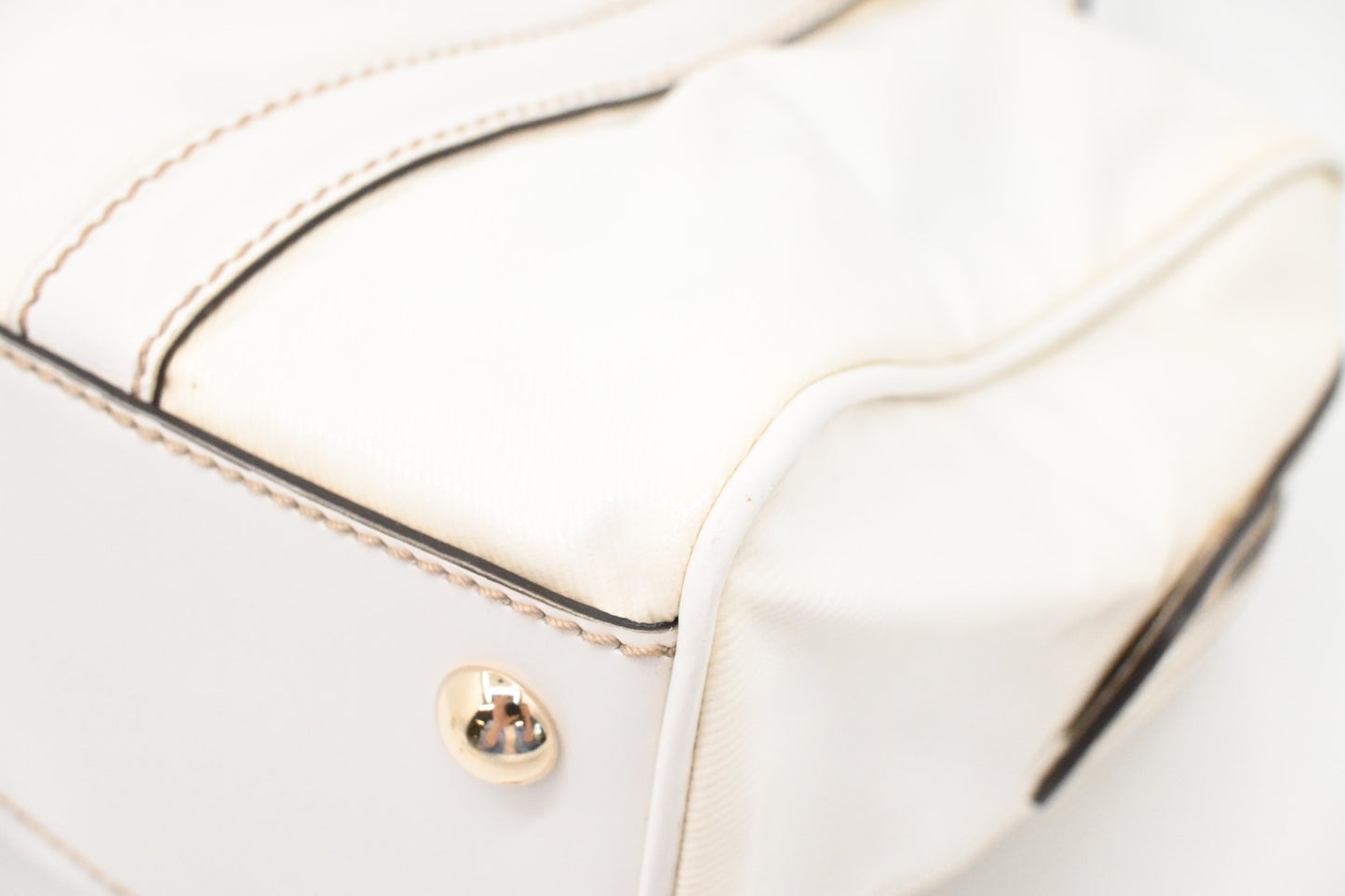 Gucci Britt Boston Bag in White Coated Canvas