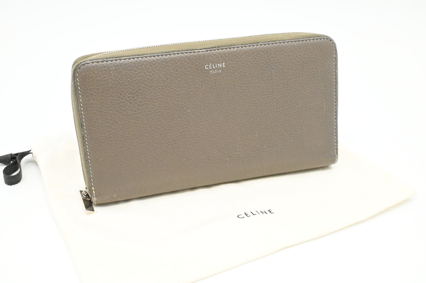 Celine Long Zippy Wallet in Beige Leather