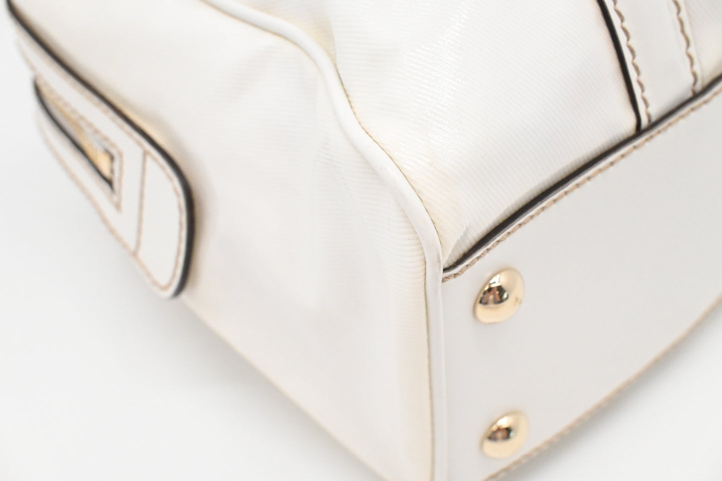 Gucci Britt Boston Bag in White Coated Canvas