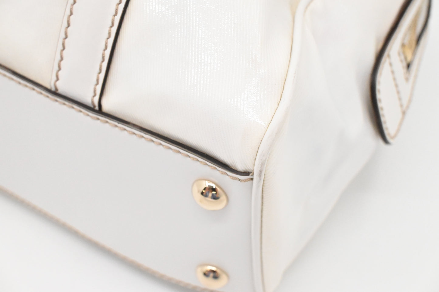 Gucci Britt Boston Bag in White Coated Canvas