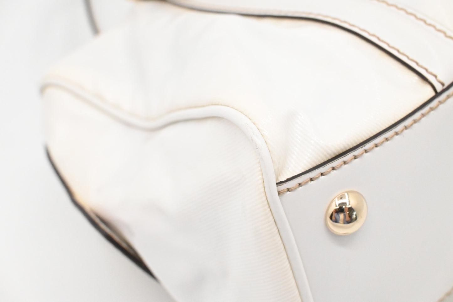 Gucci Britt Boston Bag in White Coated Canvas