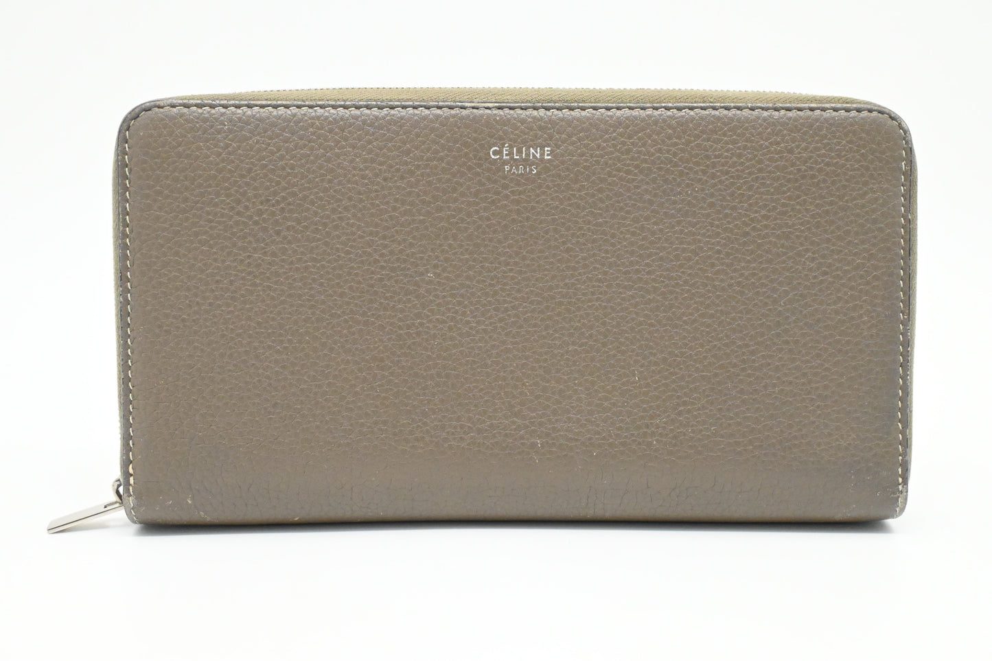 Celine Long Zippy Wallet in Beige Leather