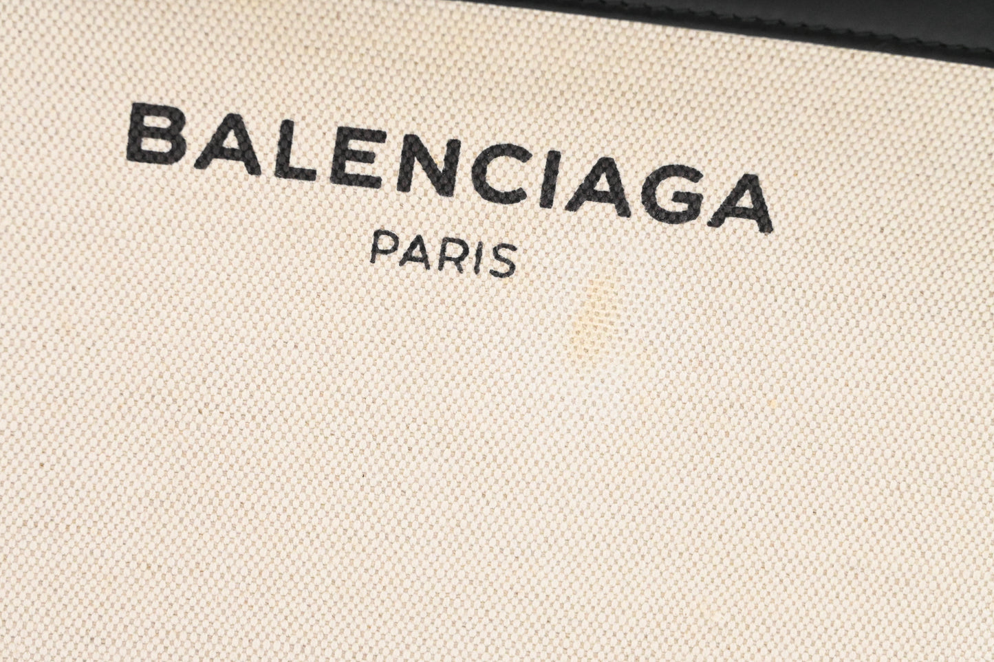 Balenciaga Navy Pochette Crossbody in Off White Canvas