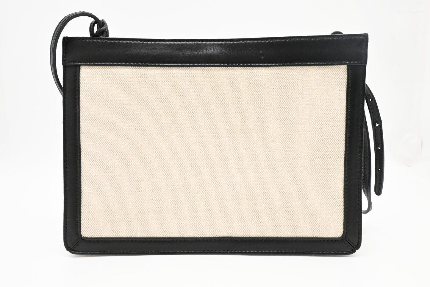 Balenciaga Navy Pochette Crossbody in Off White Canvas