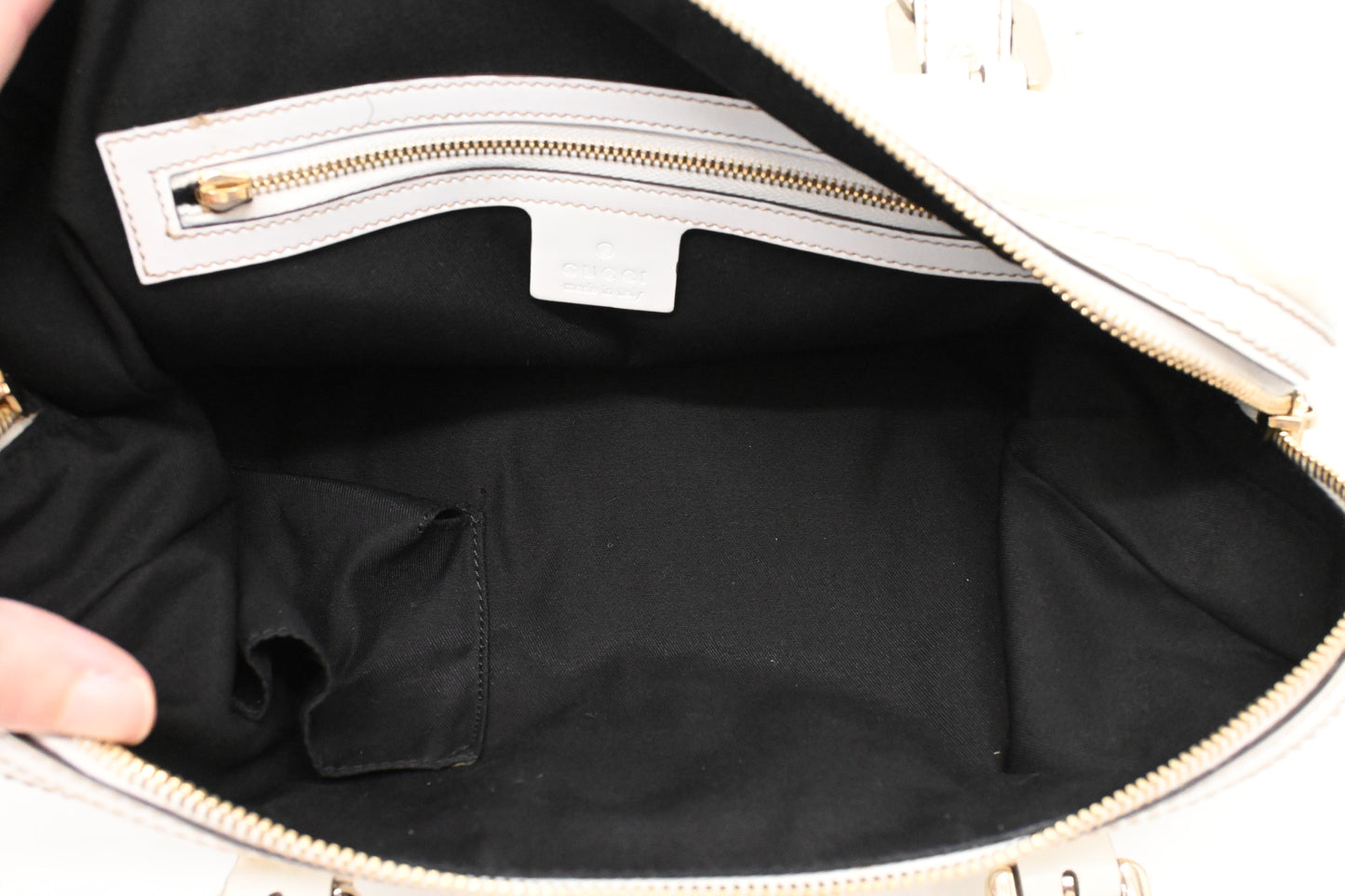Gucci Britt Boston Bag in White Coated Canvas