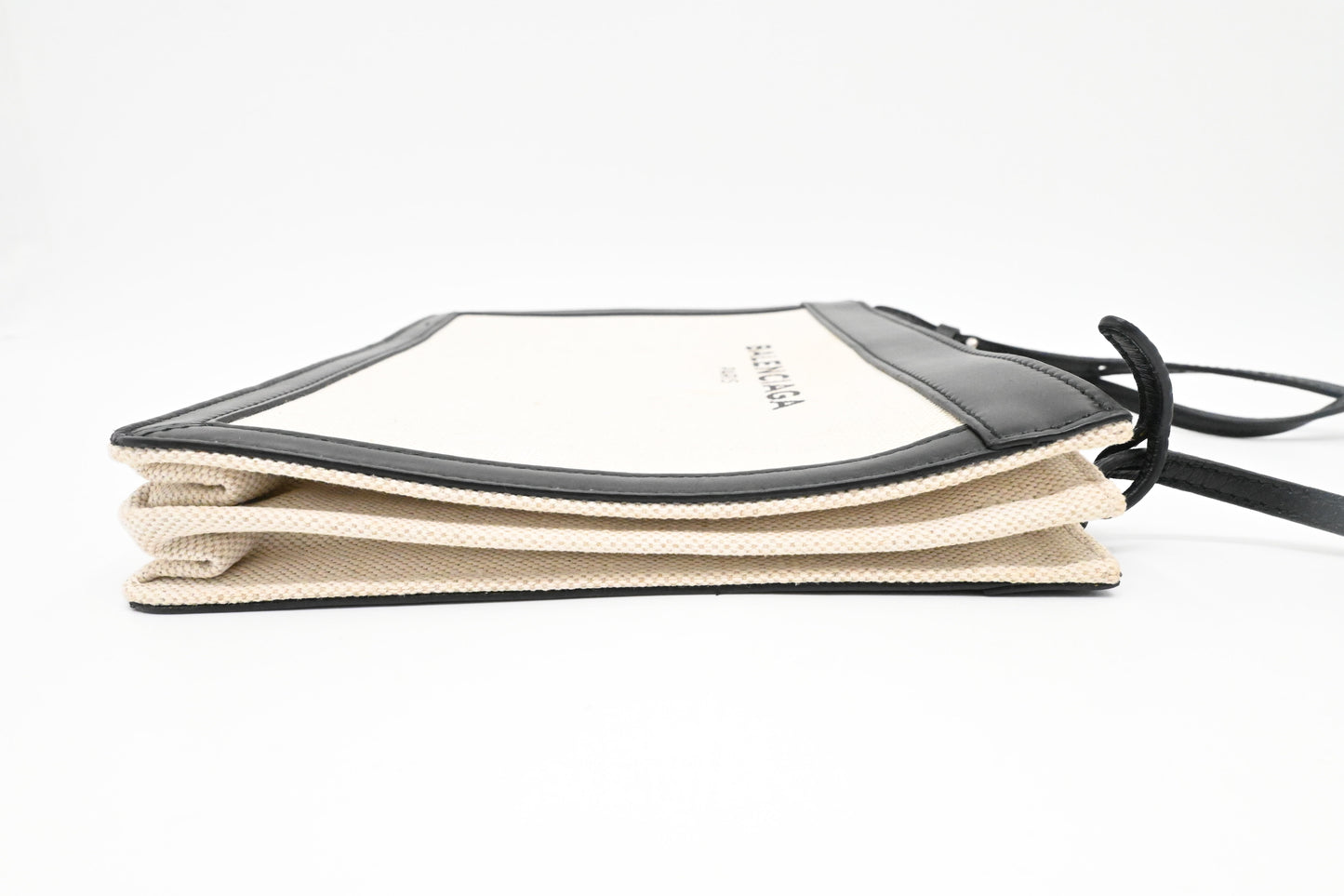 Balenciaga Navy Pochette Crossbody in Off White Canvas