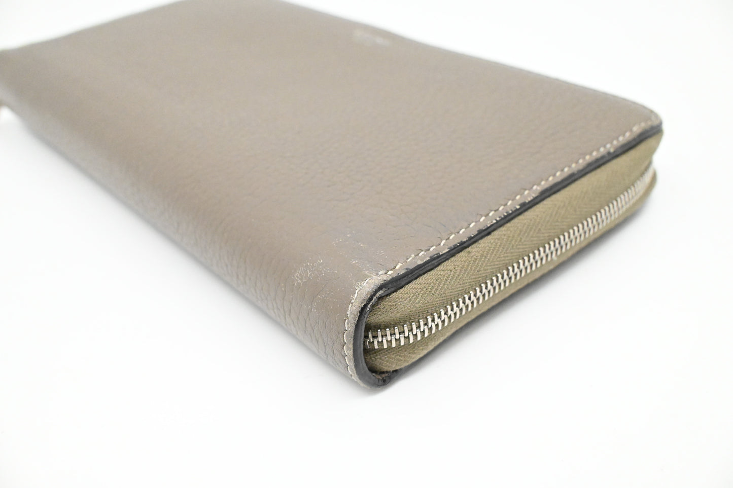 Celine Long Zippy Wallet in Beige Leather