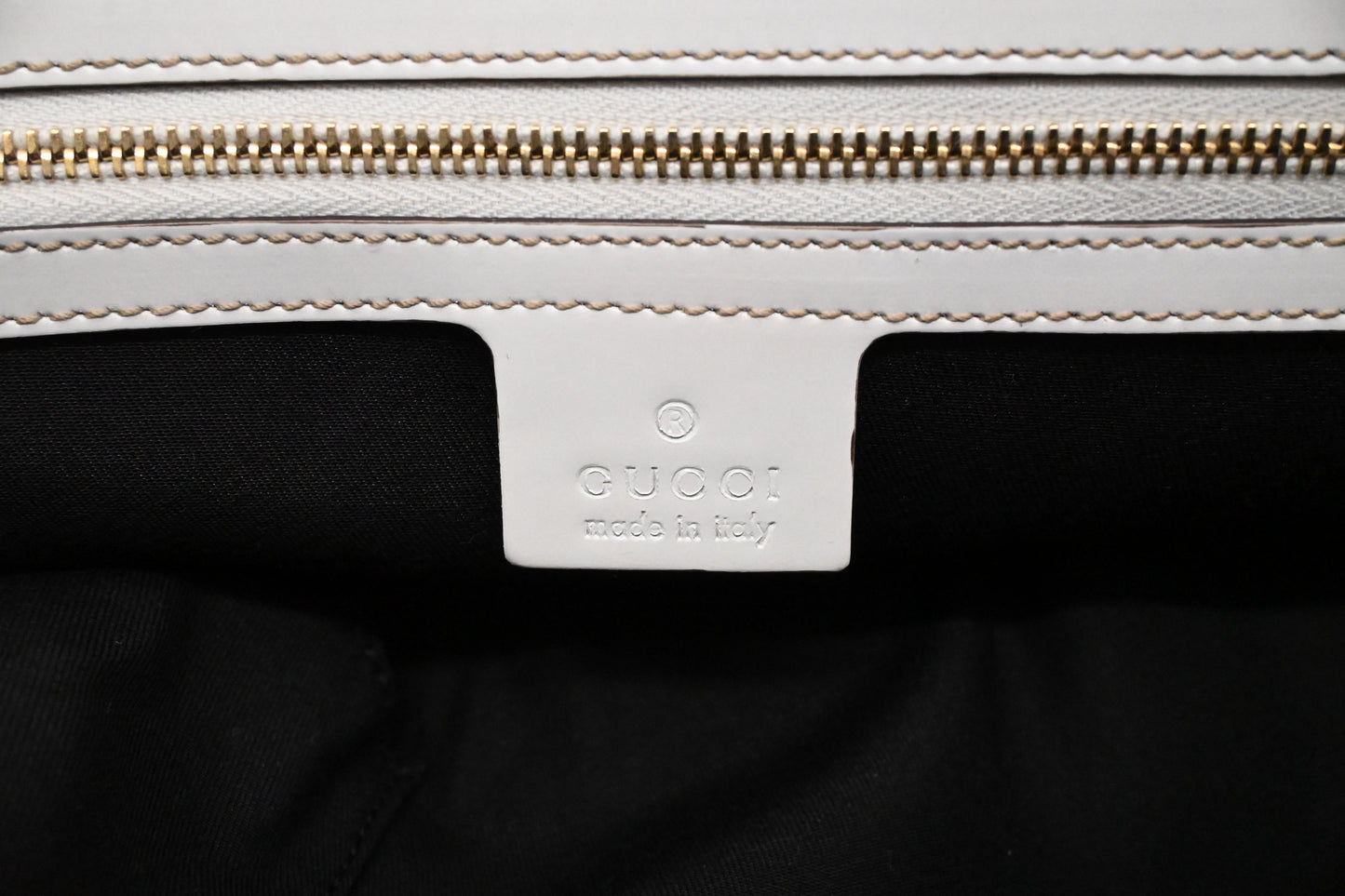 Gucci Britt Boston Bag in White Coated Canvas