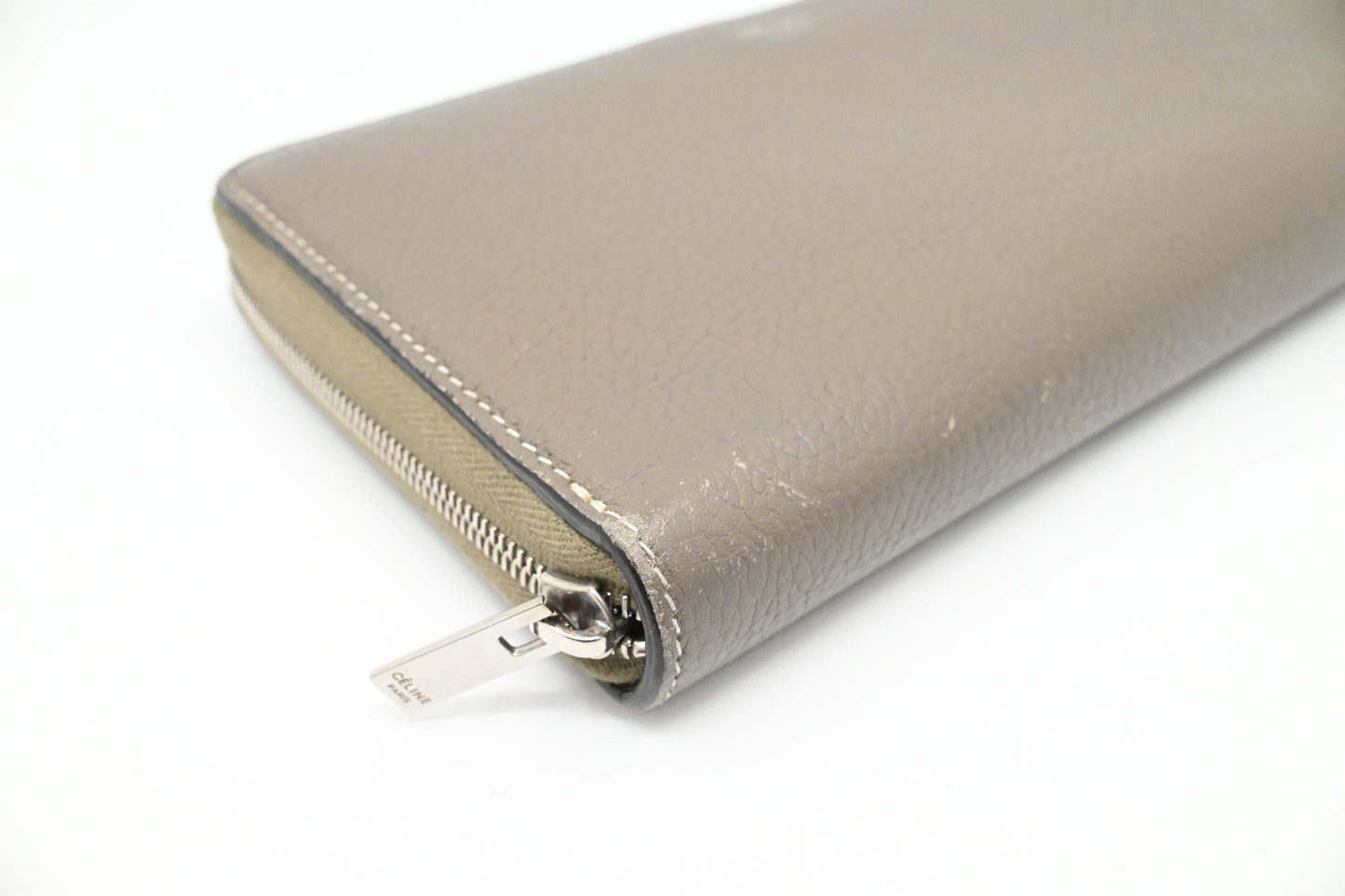 Celine Long Zippy Wallet in Beige Leather