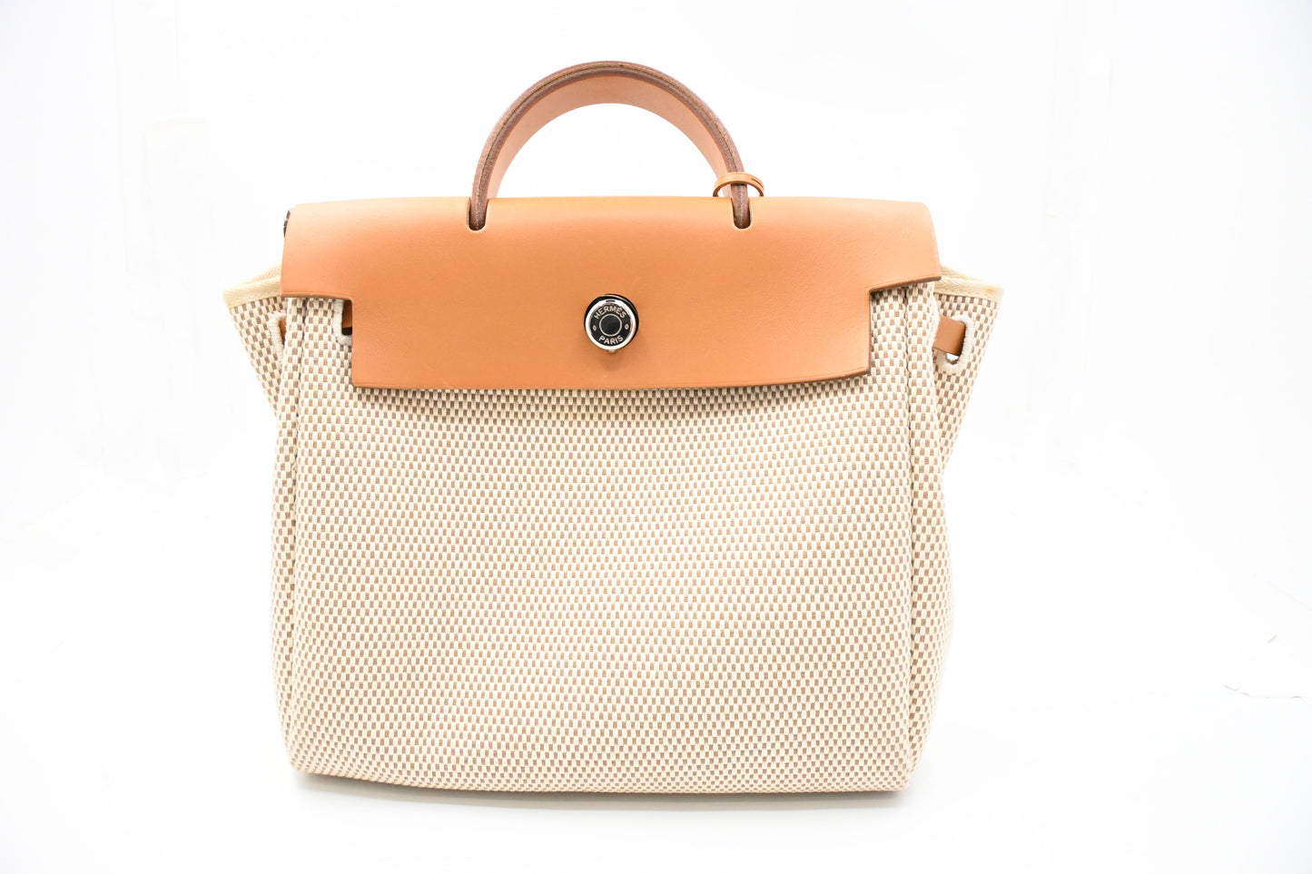 Hermes Herbag Backpack in Beige Canvas