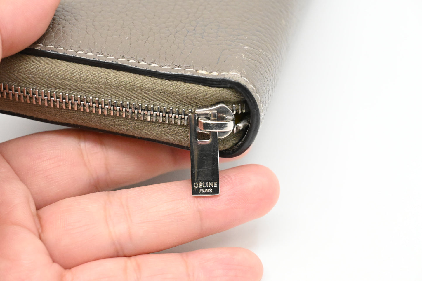 Celine Long Zippy Wallet in Beige Leather